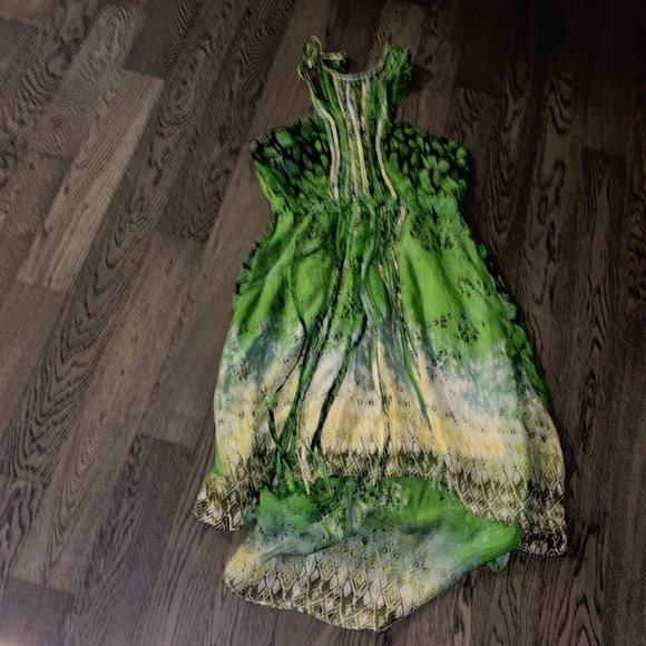 Ark & Co floral Tye dye summer nights bohemian halter neck high low dress Sz M - Picture 3 of 13